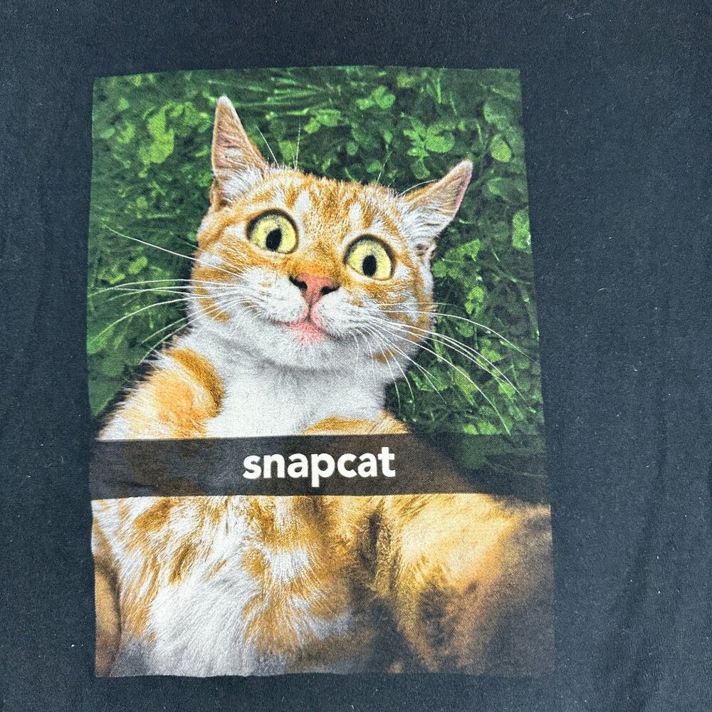Snapcat Cat Graphic Tee Black Fruit Of The Loom Heavy Cotton Size XL